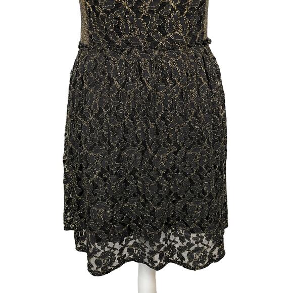 Miss Me Sequin & Lace Party Dress Black & Gold Medium Cowgirl Rodeo Night Out - Picture 7 of 9